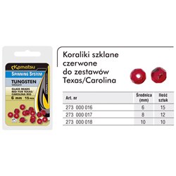 Koraliki Szklane Czerwone do Zestawów Texas Carolina 6mm Spinning System