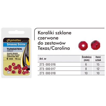 Koraliki Szklane Czarne do Zestawów Texas Carolina 8mm Spinning System