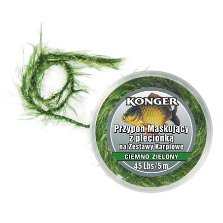 Przypon Karpiowy Maskujący z Plecionką Ciemno Zielony 25lbs 5m
