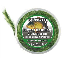 Przypon Karpiowy Maskujący z Leadcorem Ciemno Zielony 45lbs 5m