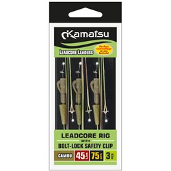 Zestaw Leadcore z Bezpiecznym Klipsem Bolt-lock Camou 25Lbs 75cm