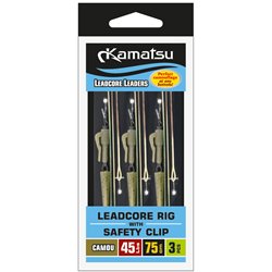 Zestaw Leadcore z Bezpiecznym Klipsem Camou 45Lbs 75cm