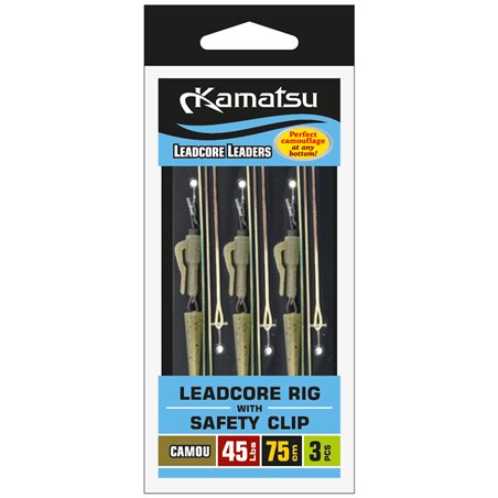 Zestaw Leadcore z Bezpiecznym Klipsem Camou 45Lbs 75cm