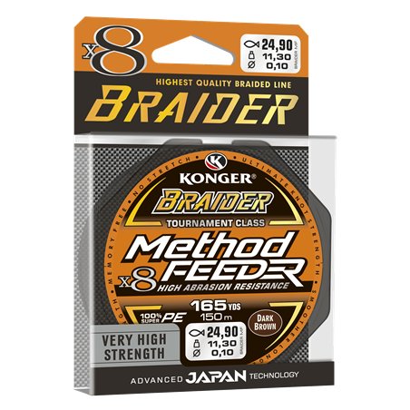 Plecionka Braider X8 Method Feeder Dark Brown 0,08mm/150m