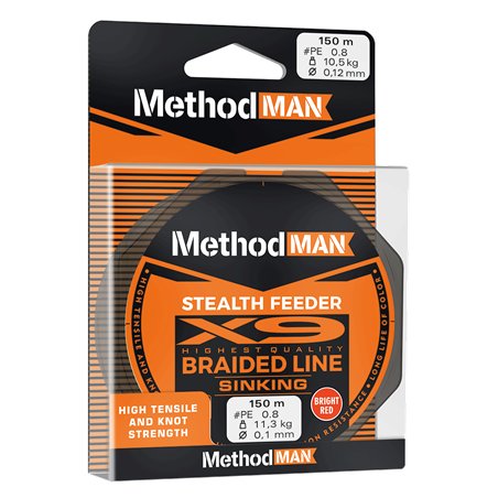 Methodman Stealth X9 Feeder Bright Red Sinking 0,12mm/150m