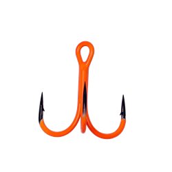 Strong Round Bent Treble Hooks Uv Active Orange Size 3/0 Kamatsu