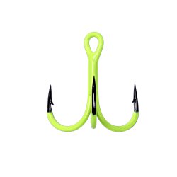 Strong Round Bent Treble Hooks Uv Active Yellow Size 2/0 Kamatsu
