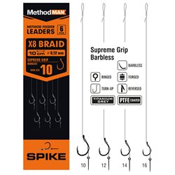 Przypon Method Feeder Z Bagnetem Z Haczykiem Methodman Supreme Grip Titanium Grey Barbless rozmiar 12 plecionka 0,12mm