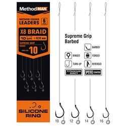 Method Feeder Rig With Rubber 3mm Methodman Supreme Grip Titanium Grey Barbed Size 16 Braid 0.10mm