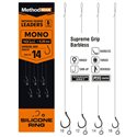 Przypon Method Feeder Z Gumką 3mm Z Haczykiem Methodman Supreme Grip Titanium Grey Barbless rozmiar 14 żyłka 0,20mm