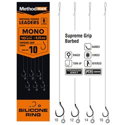 Method Feeder Rig With Rubber 3mm Methodman Supreme Grip Titanium Grey Barbed Size 14 Line 0.20mm