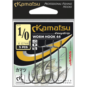 Gancho de gusano Kamatsu 44 1/0 Ojo de níquel negro