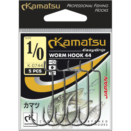 Gancho de gusano Kamatsu 44 1/0 Ojo de níquel negro