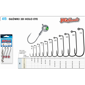 Główka jigowa 3D Holo Eye Green 3/0-8g