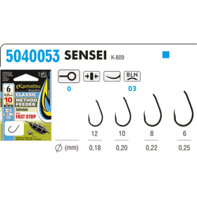Snelled hook Method Feeder Classic Sensei 6 Fast Stop