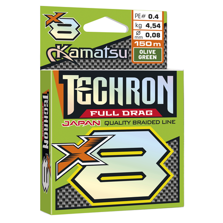 Plecionka Techron Full Drag X8 Olive Green 0,08/150m PE 0,4