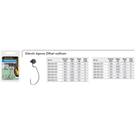 Tungsten Offset Jig Head 2/0 0.9g 1/32oz.