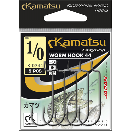 Kamatsu Worm Hook 44 3/0 Black Nickel Ringed