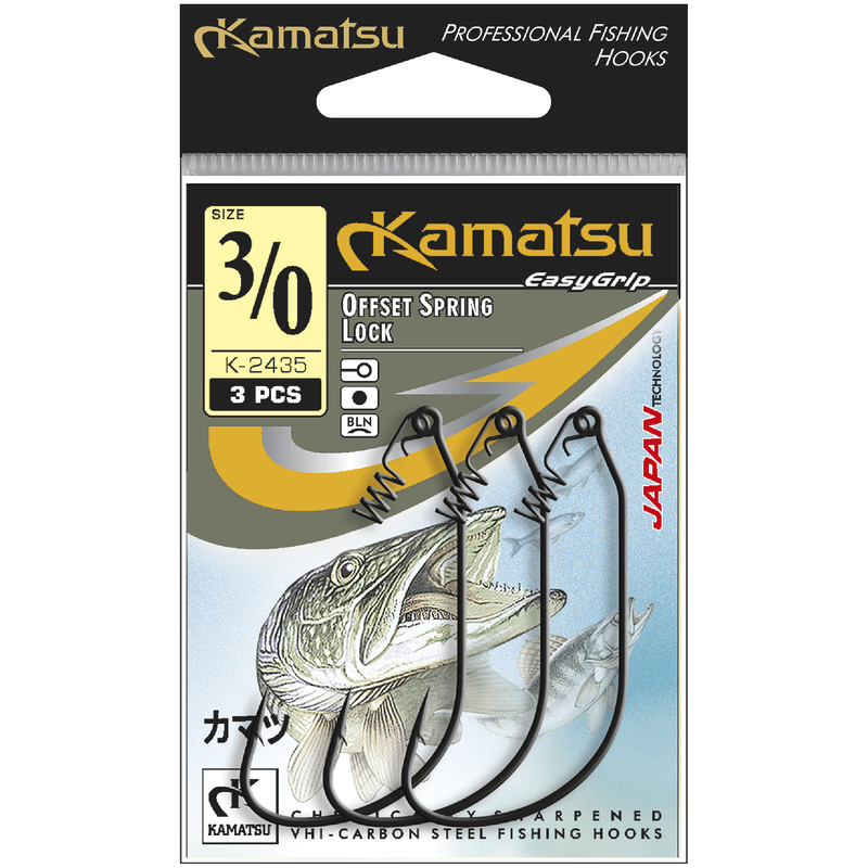 Kamatsu Offset Spring Lock 4/0 Black Nickel Ringed Hook