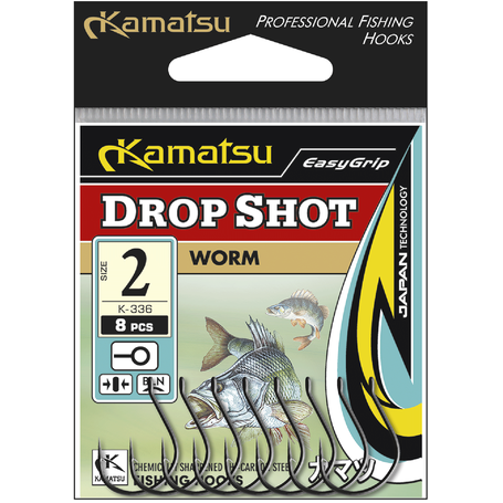 Kamatsu Worm Drop Shot 1/0 Black Nickel Ringed Hook