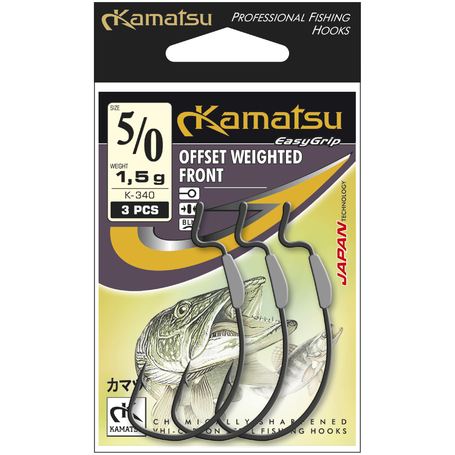 Kamatsu Offset Weighted Front 2/0 Czarny Nikiel Oczko 0,9g