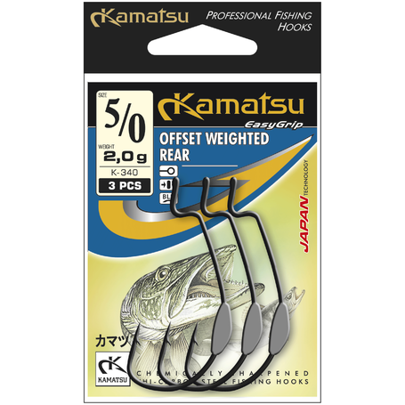 Kamatsu Offset Weighted Rear 1/0 Czarny Nikiel Oczko 0,9g