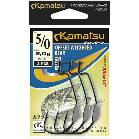 Kamatsu Offset Weighted Rear 2/0 Black Nickel Ringed 1.2g