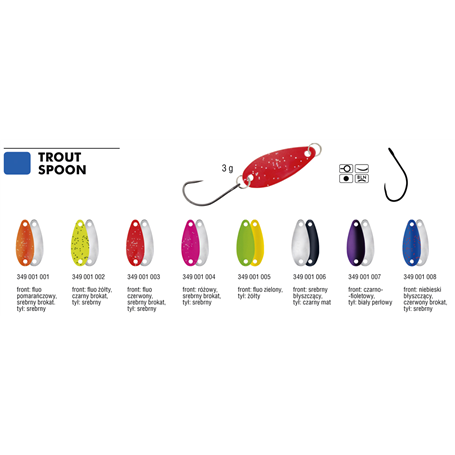 Trout Spoon 35 Glitter Fluo Red & Silver