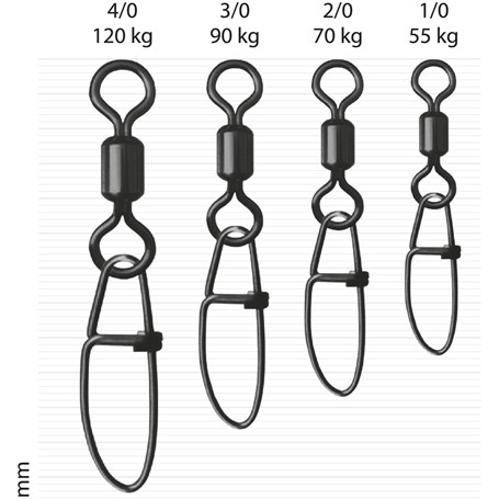 Rolling Swivel with snap Big Game 1/0/55kg Dread Cat