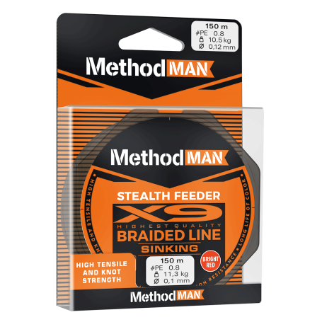 Methodman Stealth X9 Feeder Bright Red Sinking 0,14mm/150m