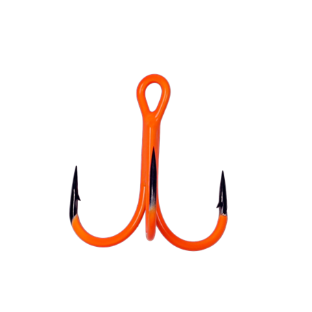 Strong Round Bent Treble Hooks Uv Active Orange Size 3/0 Kamatsu