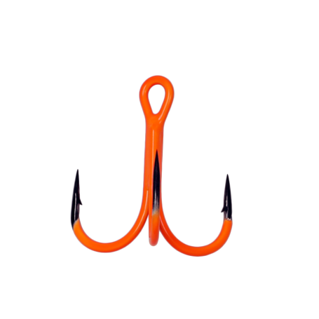 Strong Round Bent Treble Hooks Uv Active Orange Size 6 Kamatsu