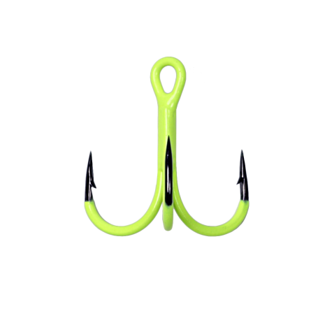 Strong Round Bent Treble Hooks Uv Active Yellow Size 6 Kamatsu