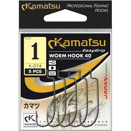 Kamatsu Worm Hook 40 4/0 Czarny Nikiel Oczko