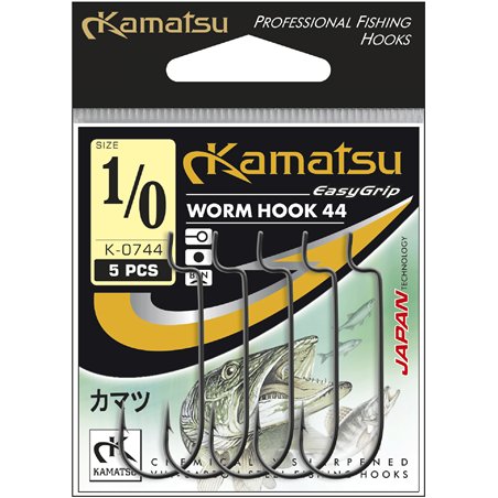 Kamatsu Worm Hook 44 3/0 Czarny Nikiel Oczko