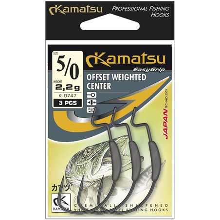 Kamatsu Offset Weighted Center 2/0 Czarny Nikiel Oczko 0,8g