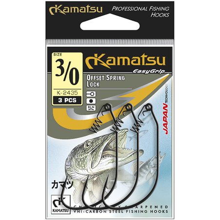 Kamatsu Offset Spring Lock 2/0 Czarny Nikiel Oczko