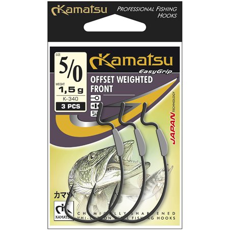 Kamatsu Offset Weighted Front 1/0 Czarny Nikiel Oczko 0,5g